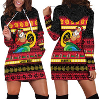 Vanuatu Christmas Hoodie Dress Joyeux Noel Surfing Santa With Boar Tusk LT14 - Polynesian Pride