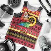 Vanuatu Christmas Men Tank Top Joyeux Noel Surfing Santa With Boar Tusk - Polynesian Pride