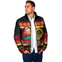 Vanuatu Christmas Padded Jacket Joyeux Noel Surfing Santa With Boar Tusk - Polynesian Pride