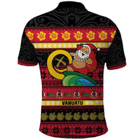 Vanuatu Christmas Polo Shirt Joyeux Noel Surfing Santa With Boar Tusk - Polynesian Pride
