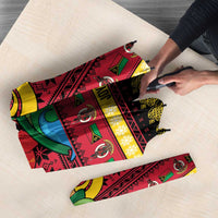 Vanuatu Christmas Umbrella Joyeux Noel Surfing Santa With Boar Tusk - Polynesian Pride