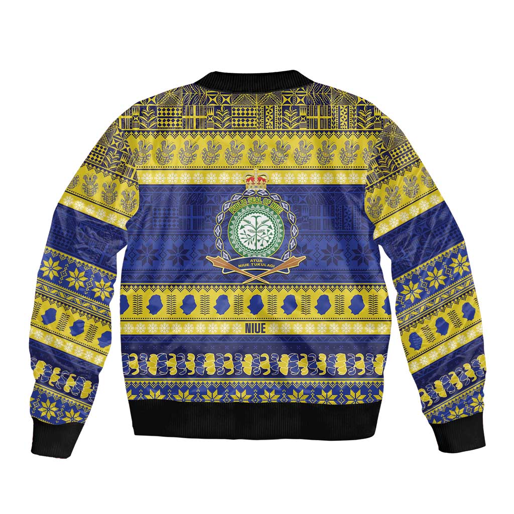 Niue Christmas Bomber Jacket Monuina e Kilisimasi Hiapo Motifs LT14 - Polynesian Pride