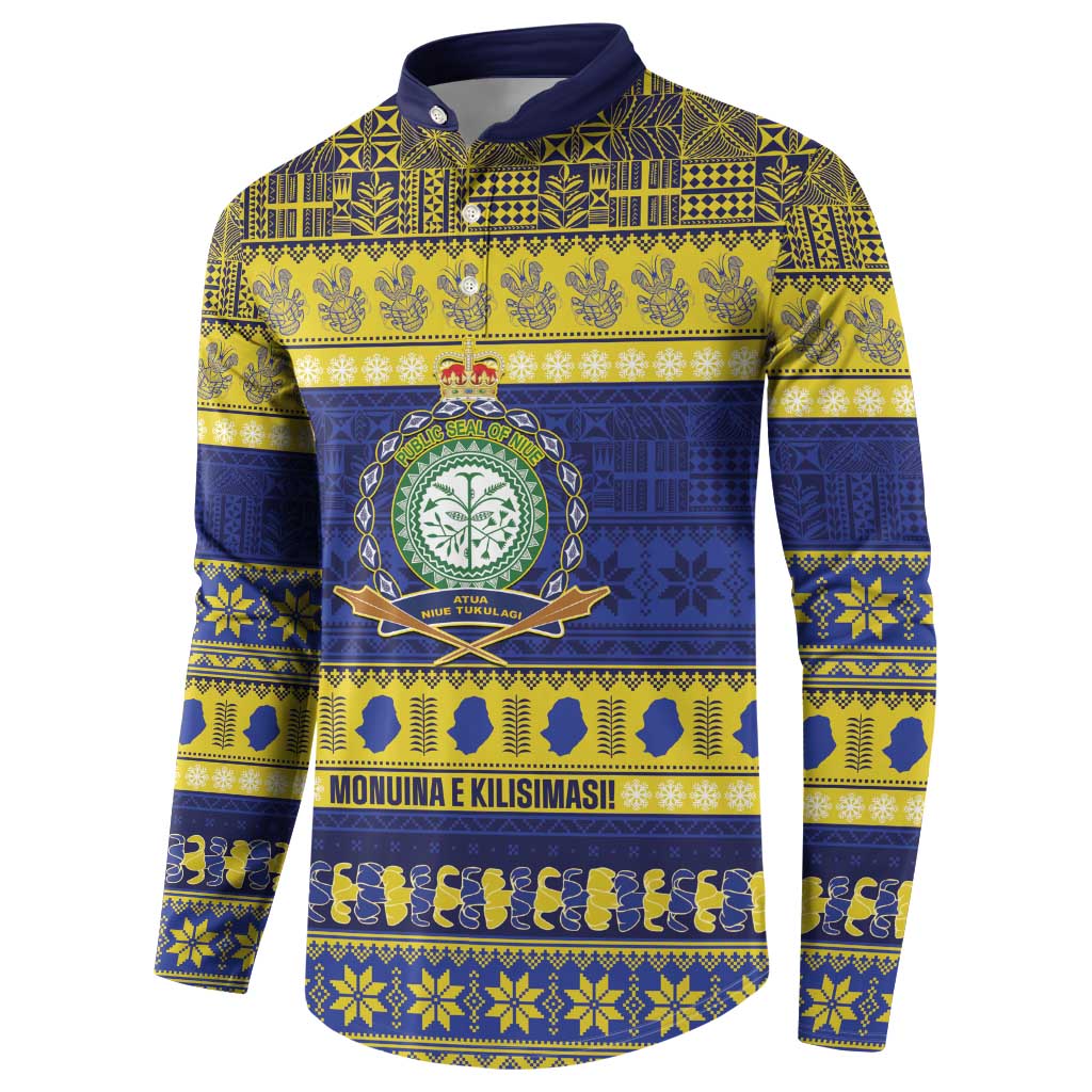 Niue Christmas Button Sweatshirt Monuina e Kilisimasi Hiapo Motifs - Polynesian Pride