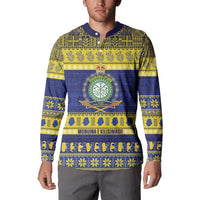 Niue Christmas Button Sweatshirt Monuina e Kilisimasi Hiapo Motifs - Polynesian Pride