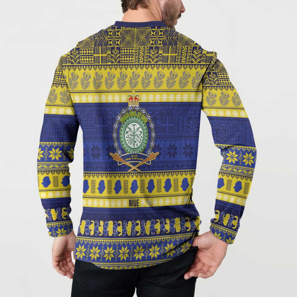 Niue Christmas Button Sweatshirt Monuina e Kilisimasi Hiapo Motifs - Polynesian Pride