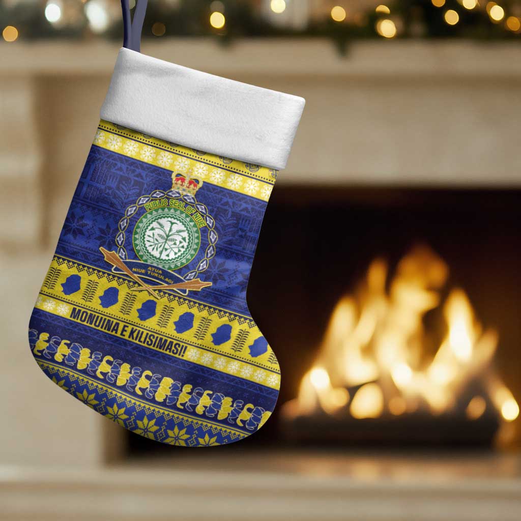 Niue Christmas Stocking Monuina e Kilisimasi Hiapo Motifs LT14 Set of 2 Blue - Polynesian Pride