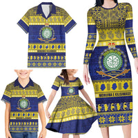 Niue Christmas Family Matching Long Sleeve Bodycon Dress and Hawaiian Shirt Monuina e Kilisimasi Hiapo Motifs - Polynesian Pride