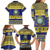 Niue Christmas Family Matching Long Sleeve Bodycon Dress and Hawaiian Shirt Monuina e Kilisimasi Hiapo Motifs - Polynesian Pride