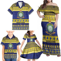 Niue Christmas Family Matching Off Shoulder Maxi Dress and Hawaiian Shirt Monuina e Kilisimasi Hiapo Motifs - Polynesian Pride
