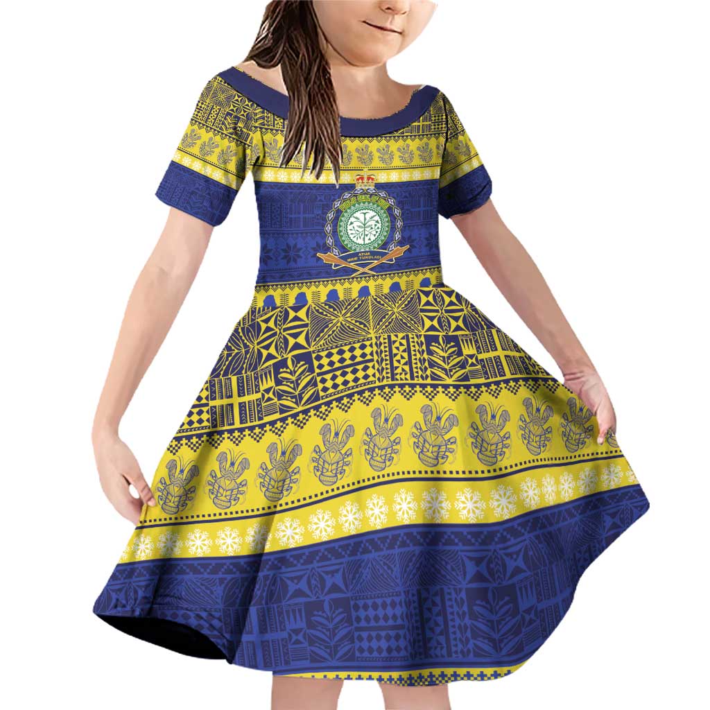 Niue Christmas Family Matching Off Shoulder Short Dress and Hawaiian Shirt Monuina e Kilisimasi Hiapo Motifs - Polynesian Pride