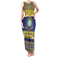 Niue Christmas Family Matching Tank Maxi Dress and Hawaiian Shirt Monuina e Kilisimasi Hiapo Motifs LT14 Mom's Dress Blue - Polynesian Pride
