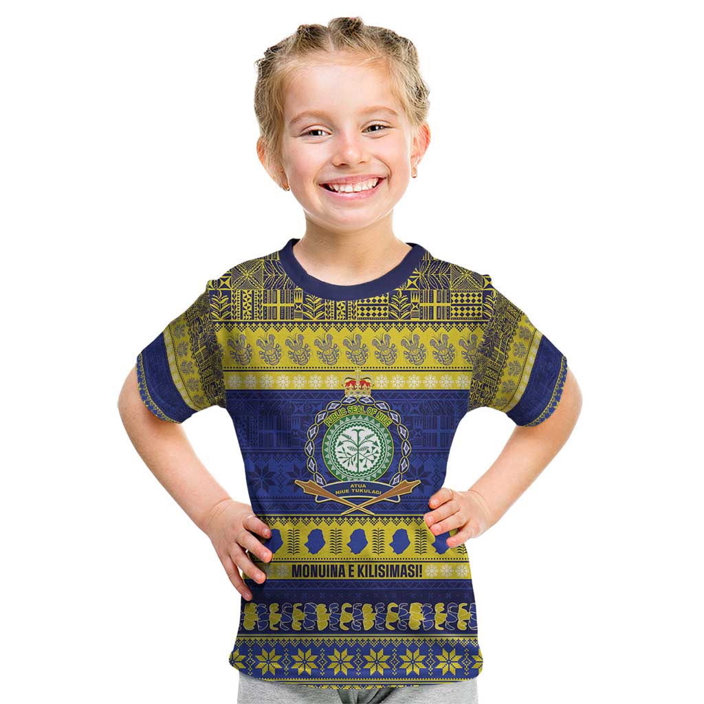 Niue Christmas Kid T Shirt Monuina e Kilisimasi Hiapo Motifs - Polynesian Pride
