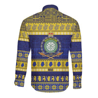 Niue Christmas Long Sleeve Button Shirt Monuina e Kilisimasi Hiapo Motifs - Polynesian Pride