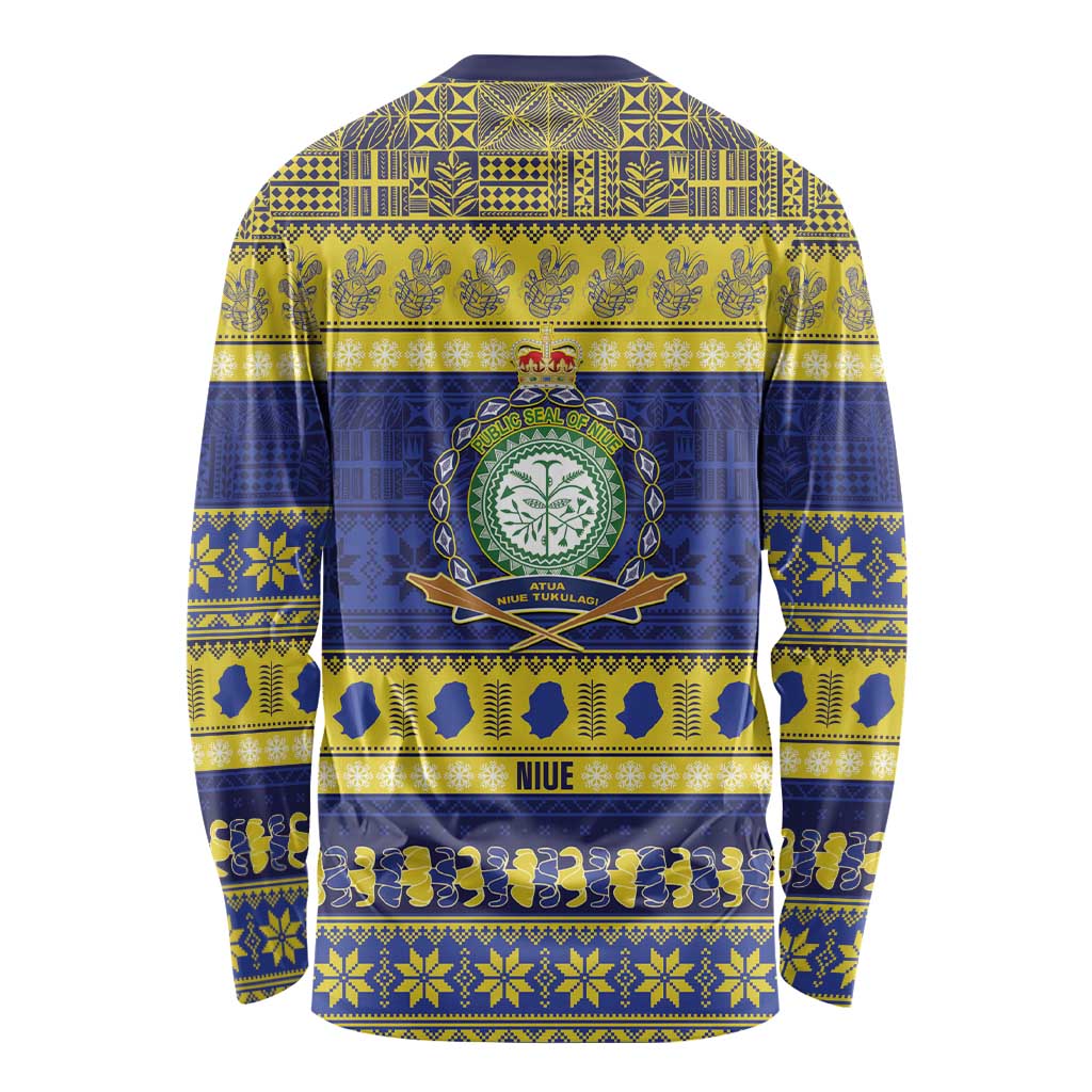 Niue Christmas Long Sleeve Shirt Monuina e Kilisimasi Hiapo Motifs - Polynesian Pride