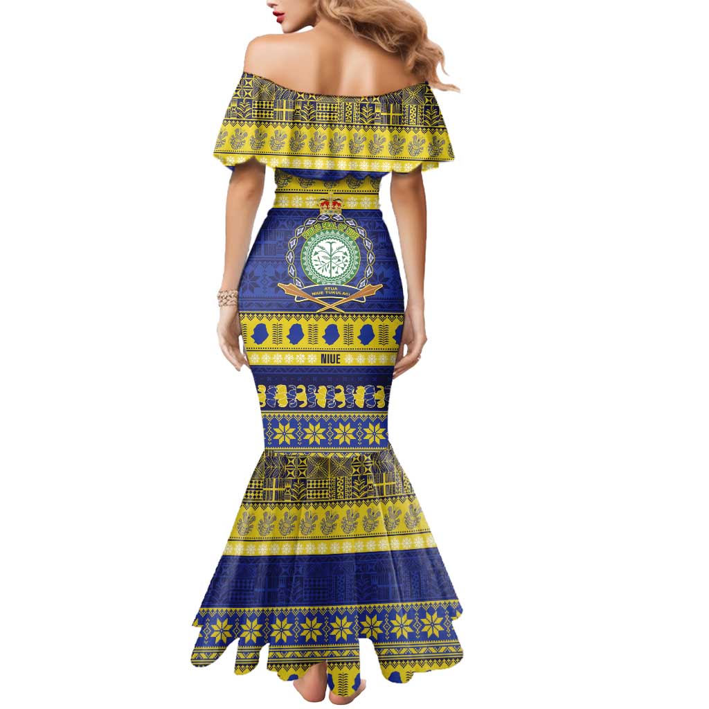 Niue Christmas Mermaid Dress Monuina e Kilisimasi Hiapo Motifs - Polynesian Pride