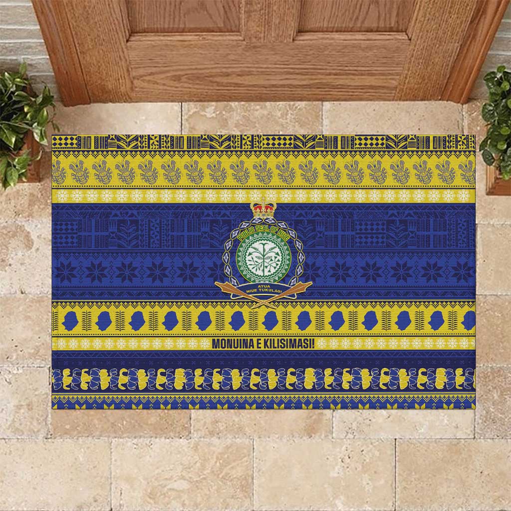 Niue Christmas Rubber Doormat Monuina e Kilisimasi Hiapo Motifs - Polynesian Pride