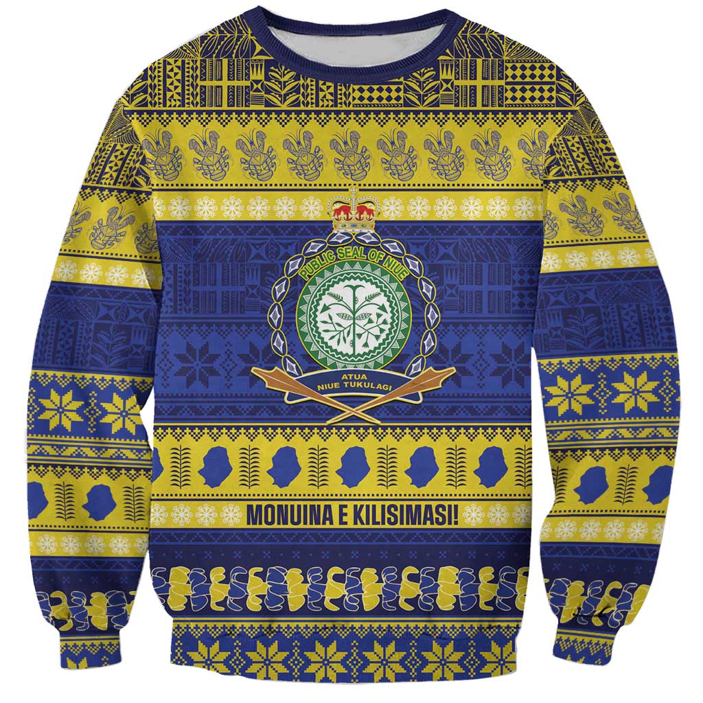 Niue Christmas Sweatshirt Monuina e Kilisimasi Hiapo Motifs - Polynesian Pride