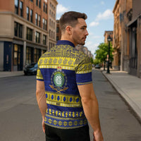 Niue Christmas Zipper Polo Shirt Monuina e Kilisimasi Hiapo Motifs - Polynesian Pride