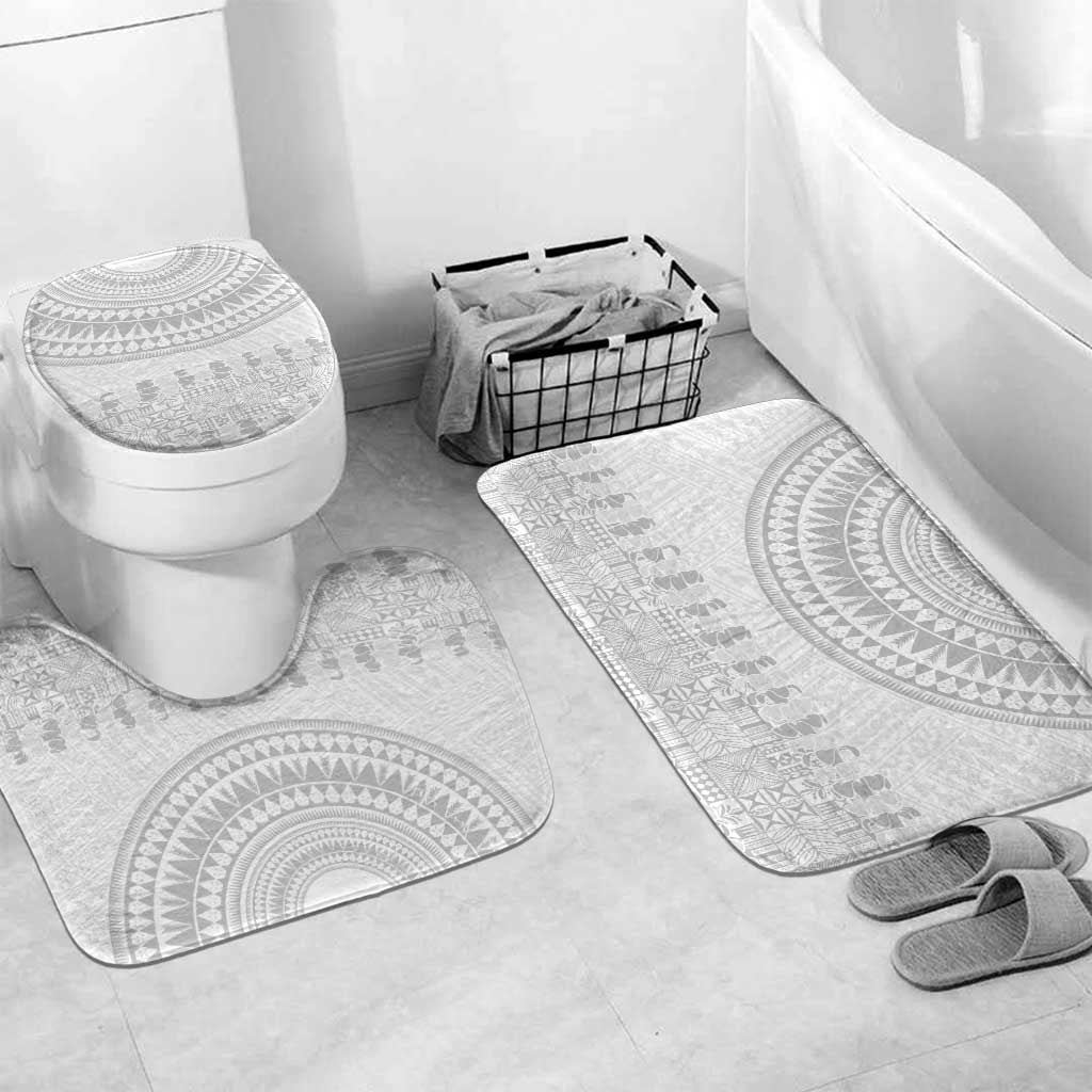 Niue White Sunday Bathroom Set Tapu Fanau Ia Puakenikeni Hiapo Pattern - Polynesian Pride