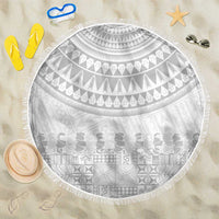 Niue White Sunday Beach Blanket Tapu Fanau Ia Puakenikeni Hiapo Pattern - Polynesian Pride