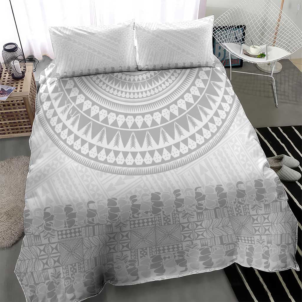 Niue White Sunday Bedding Set Tapu Fanau Ia Puakenikeni Hiapo Pattern - Polynesian Pride