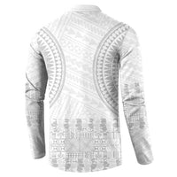 Niue White Sunday Button Sweatshirt Tapu Fanau Ia Puakenikeni Hiapo Pattern - Polynesian Pride