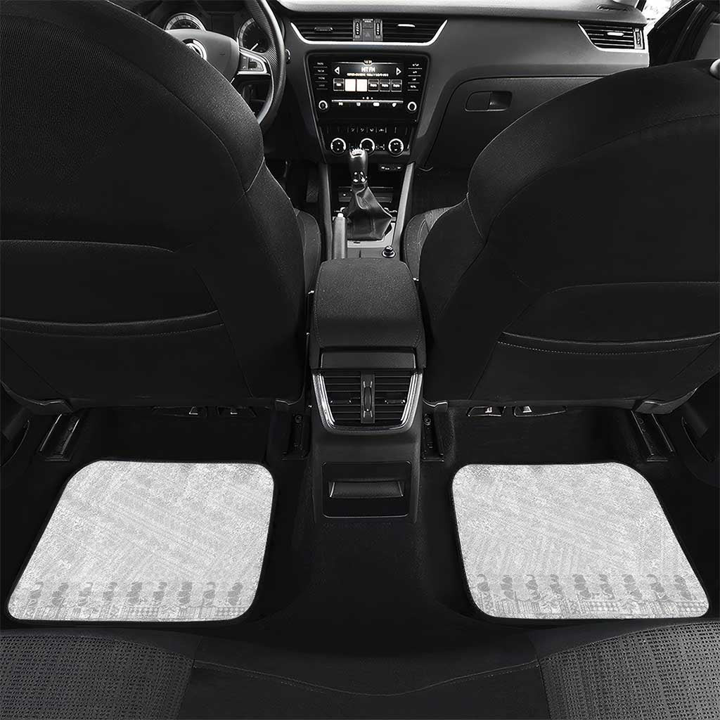 Niue White Sunday Car Mats Tapu Fanau Ia Puakenikeni Hiapo Pattern - Polynesian Pride