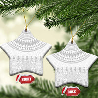 Niue White Sunday Ceramic Ornament Tapu Fanau Ia Puakenikeni Hiapo Pattern - Polynesian Pride