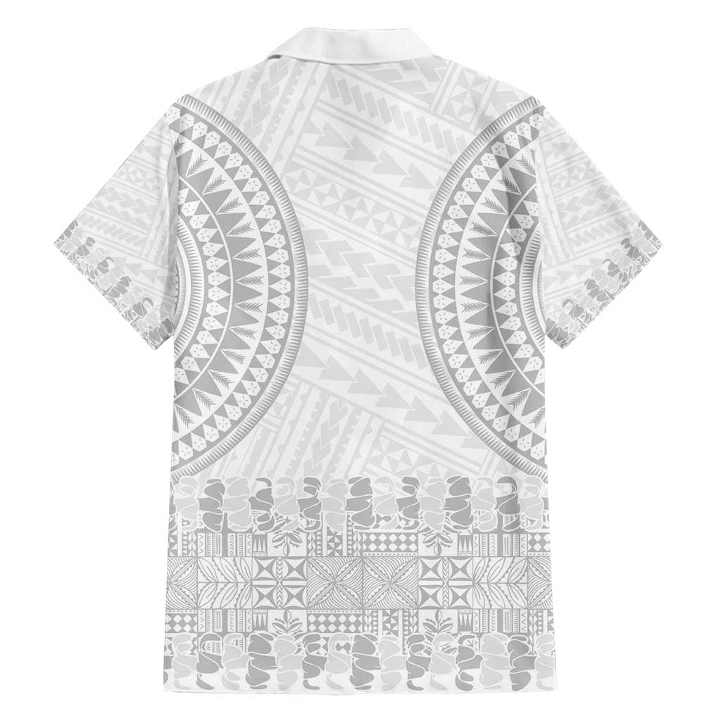 Niue White Sunday Family Matching Puletasi and Hawaiian Shirt Tapu Fanau Ia Puakenikeni Hiapo Pattern - Polynesian Pride