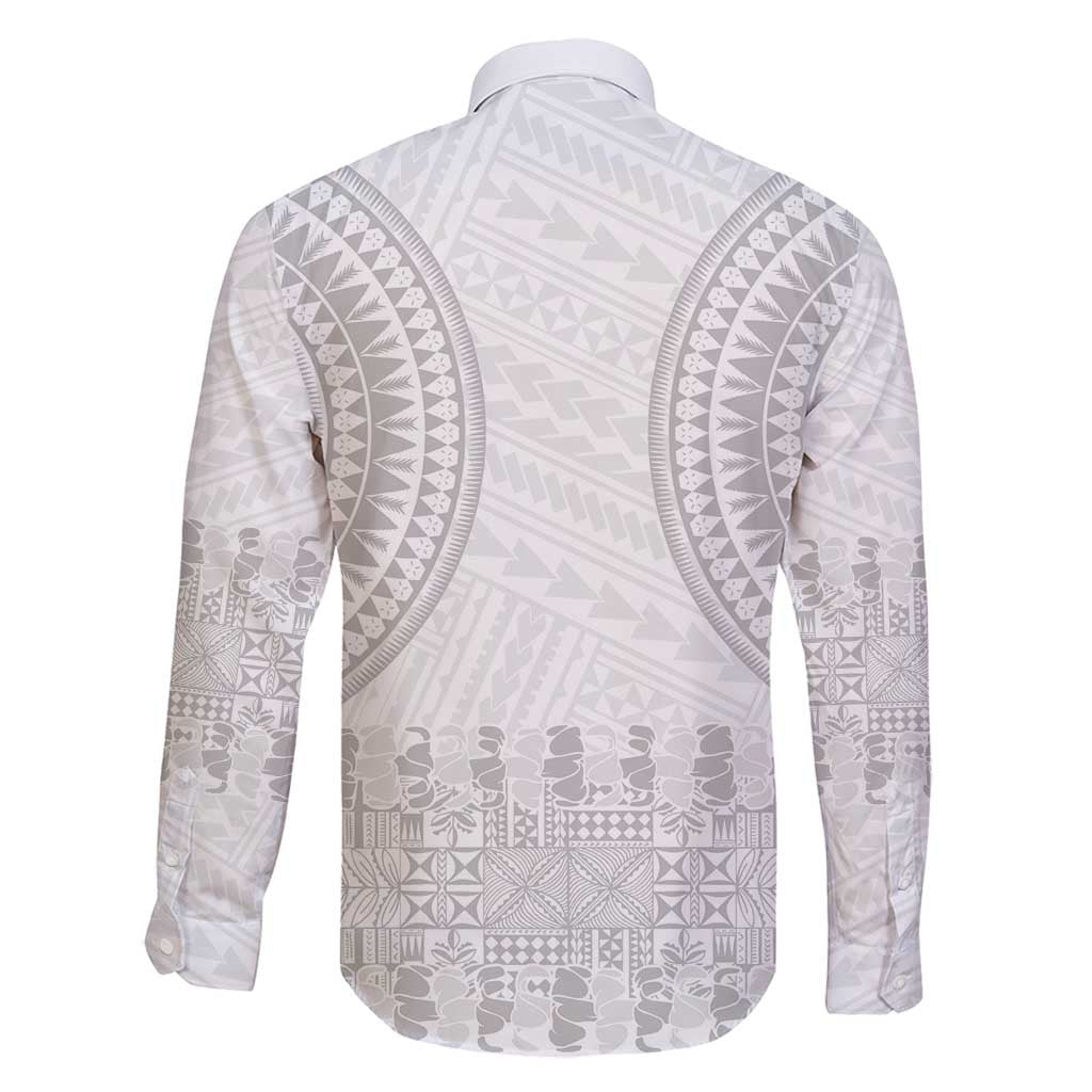 Niue White Sunday Family Matching Tank Maxi Dress and Hawaiian Shirt Tapu Fanau Ia Puakenikeni Hiapo Pattern - Polynesian Pride