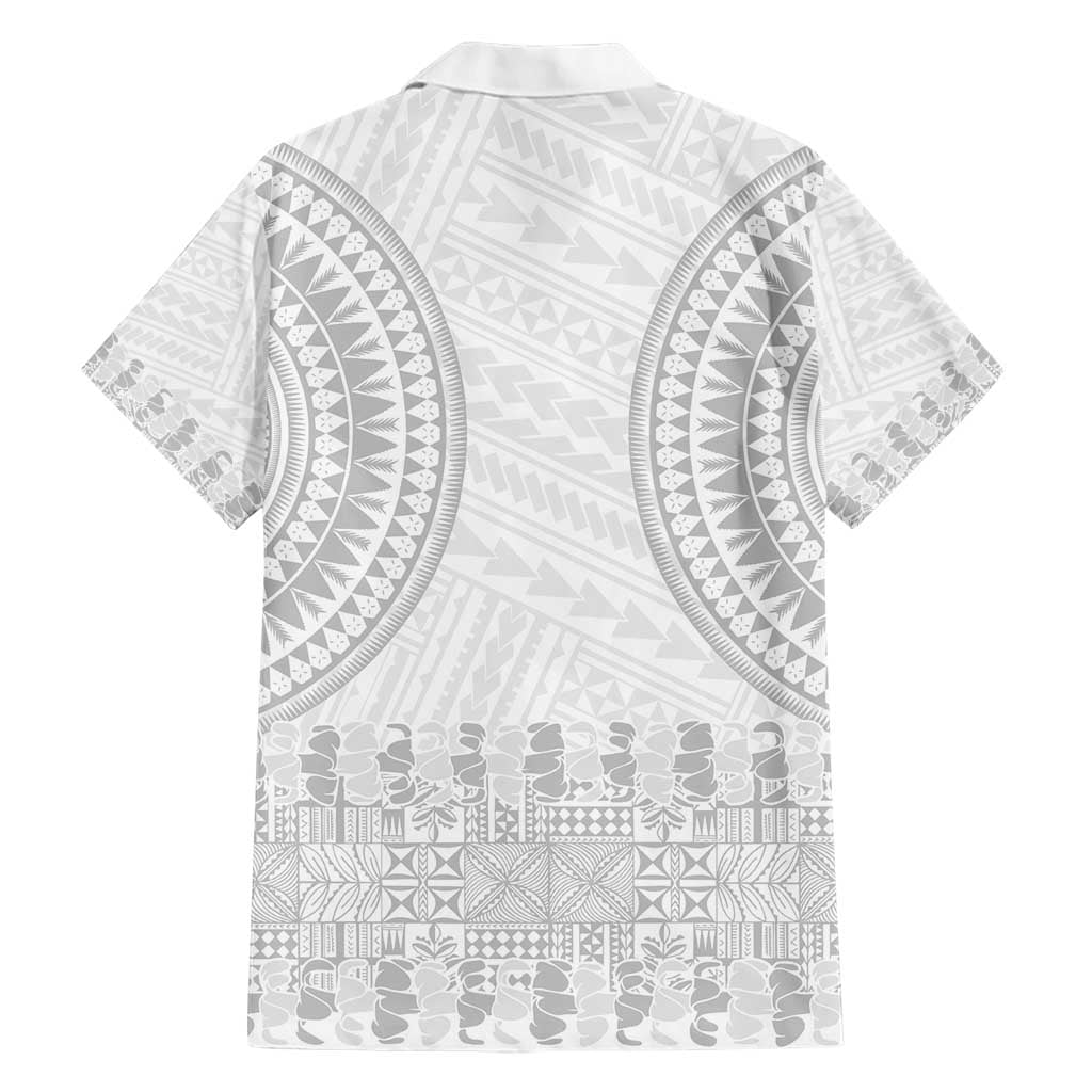 Niue White Sunday Hawaiian Shirt Tapu Fanau Ia Puakenikeni Hiapo Pattern - Polynesian Pride
