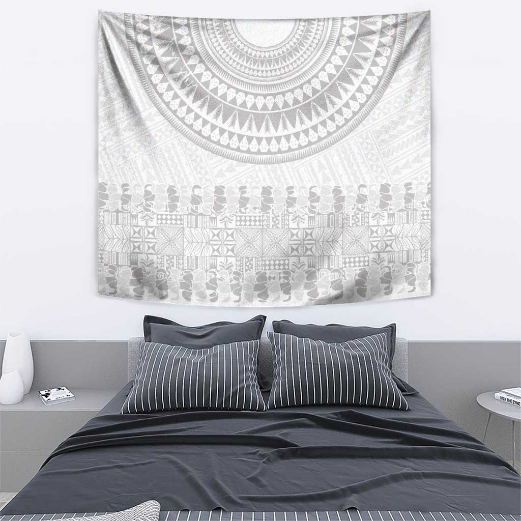 Niue White Sunday Tapestry Tapu Fanau Ia Puakenikeni Hiapo Pattern - Polynesian Pride
