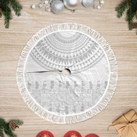 Niue White Sunday Tree Skirt Tapu Fanau Ia Puakenikeni Hiapo Pattern - Polynesian Pride