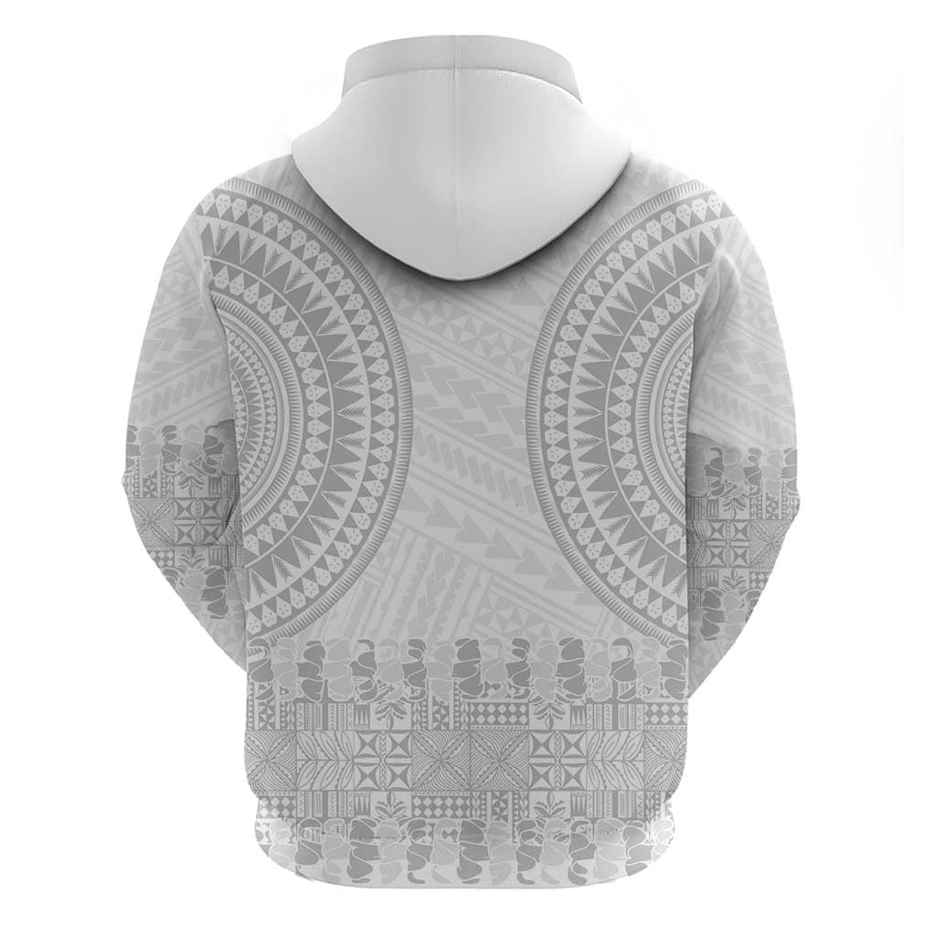 Niue White Sunday Zip Hoodie Tapu Fanau Ia Puakenikeni Hiapo Pattern - Polynesian Pride