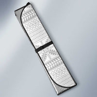 Niue White Sunday Auto Sun Shade Half Hiapo Pattern Vibes - Polynesian Pride