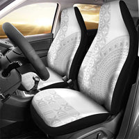 Niue White Sunday Car Seat Cover Half Hiapo Pattern Vibes - Polynesian Pride