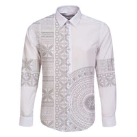 Niue White Sunday Family Matching Off Shoulder Short Dress and Hawaiian Shirt Half Hiapo Pattern Vibes - Polynesian Pride