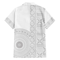 Niue White Sunday Family Matching Tank Maxi Dress and Hawaiian Shirt Half Hiapo Pattern Vibes LT14 - Polynesian Pride