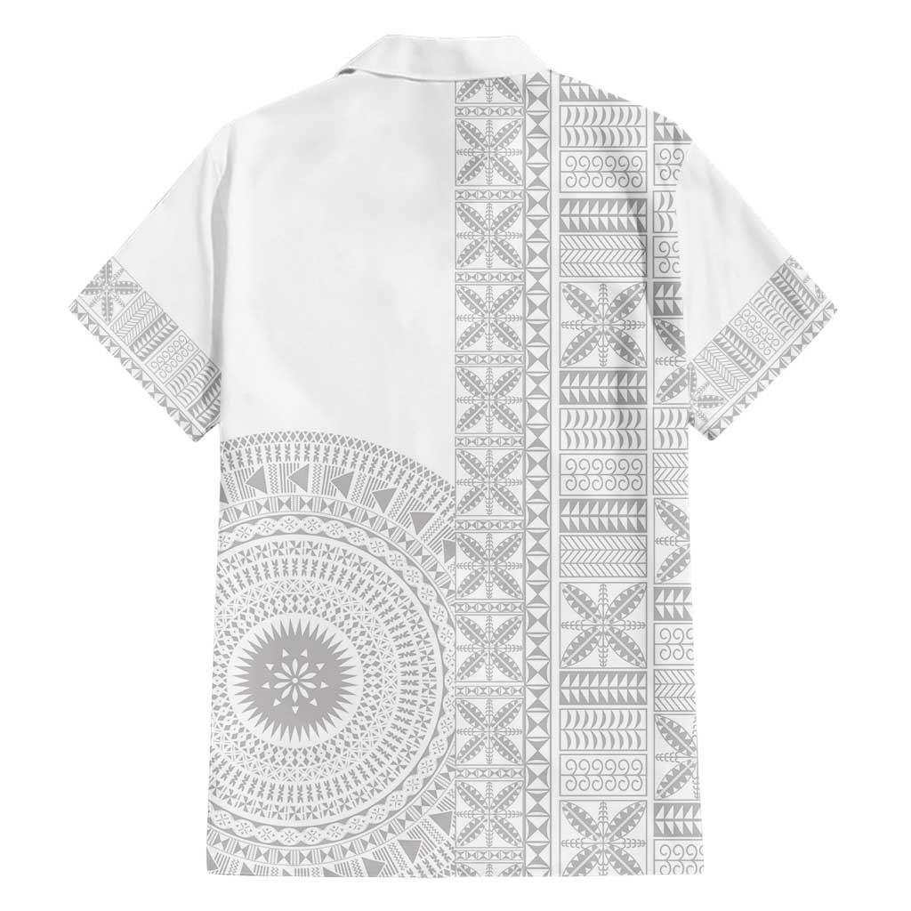 Niue White Sunday Hawaiian Shirt Half Hiapo Pattern Vibes - Polynesian Pride