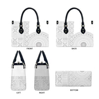 Niue White Sunday Leather Bag Half Hiapo Pattern Vibes - Polynesian Pride