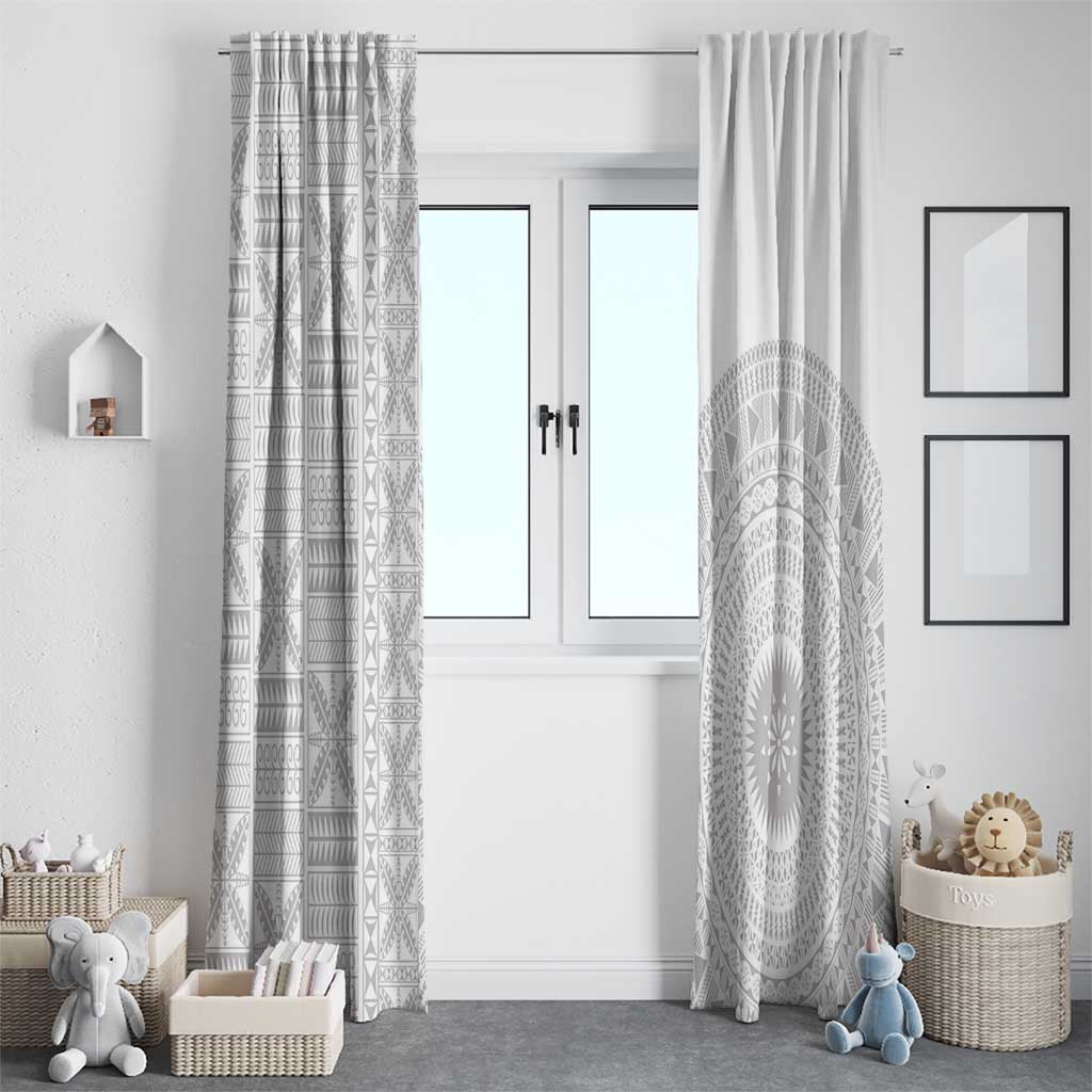 Niue White Sunday Window Curtain Half Hiapo Pattern Vibes - Polynesian Pride