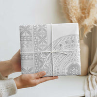 Niue White Sunday Wrapping Paper Half Hiapo Pattern Vibes - Polynesian Pride