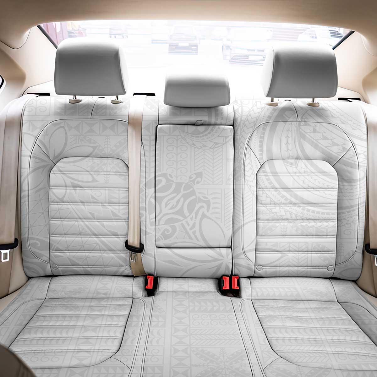Tapu Fanau Ia Niue Back Car Seat Cover Happy White Sunday Unique Hiapo - Polynesian Pride