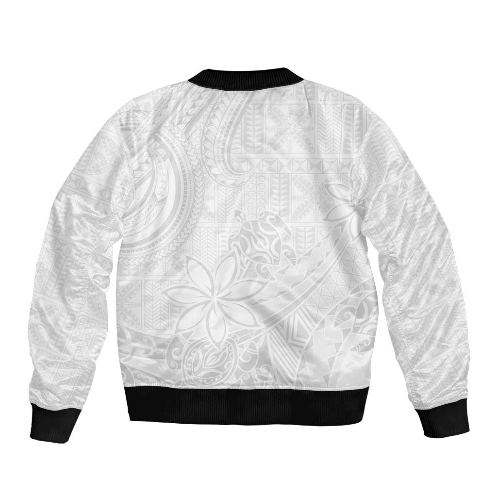 Tapu Fanau Ia Niue Bomber Jacket Happy White Sunday Unique Hiapo - Polynesian Pride