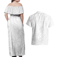 Tapu Fanau Ia Niue Couples Matching Off Shoulder Maxi Dress and Hawaiian Shirt Happy White Sunday Unique Hiapo - Polynesian Pride