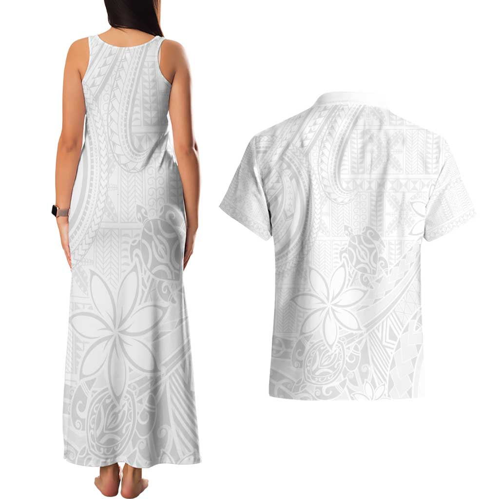 Tapu Fanau Ia Niue Couples Matching Tank Maxi Dress and Hawaiian Shirt Happy White Sunday Unique Hiapo LT14 - Polynesian Pride