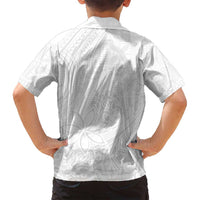 Tapu Fanau Ia Niue Family Matching Long Sleeve Bodycon Dress and Hawaiian Shirt Happy White Sunday Unique Hiapo - Polynesian Pride