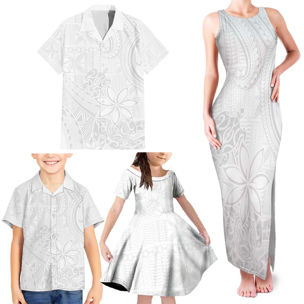 Tapu Fanau Ia Niue Family Matching Tank Maxi Dress and Hawaiian Shirt Happy White Sunday Unique Hiapo LT14 - Polynesian Pride