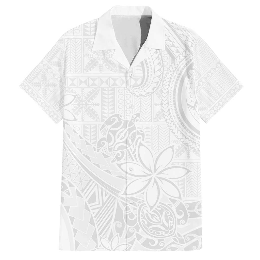 Tapu Fanau Ia Niue Family Matching Tank Maxi Dress and Hawaiian Shirt Happy White Sunday Unique Hiapo LT14 Dad's Shirt - Short Sleeve White - Polynesian Pride