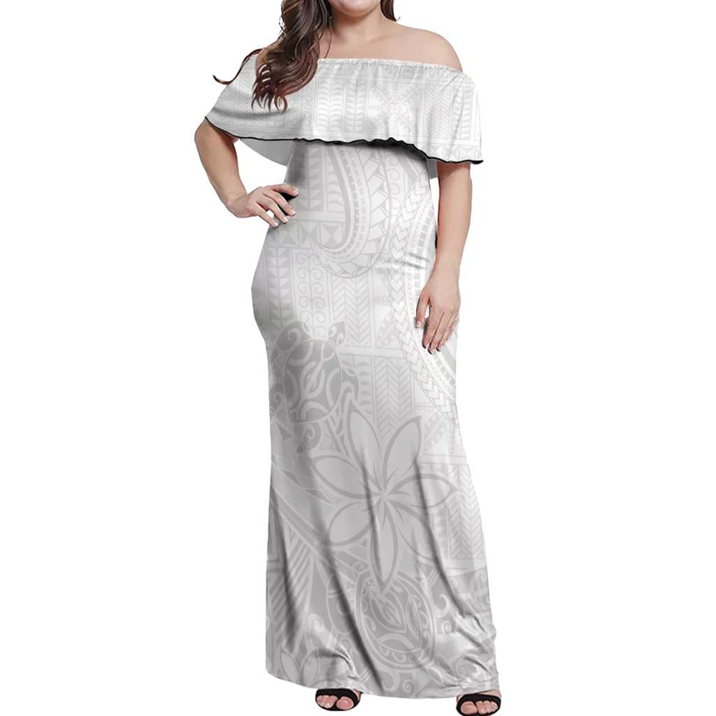 Tapu Fanau Ia Niue Off Shoulder Maxi Dress Happy White Sunday Unique Hiapo - Polynesian Pride